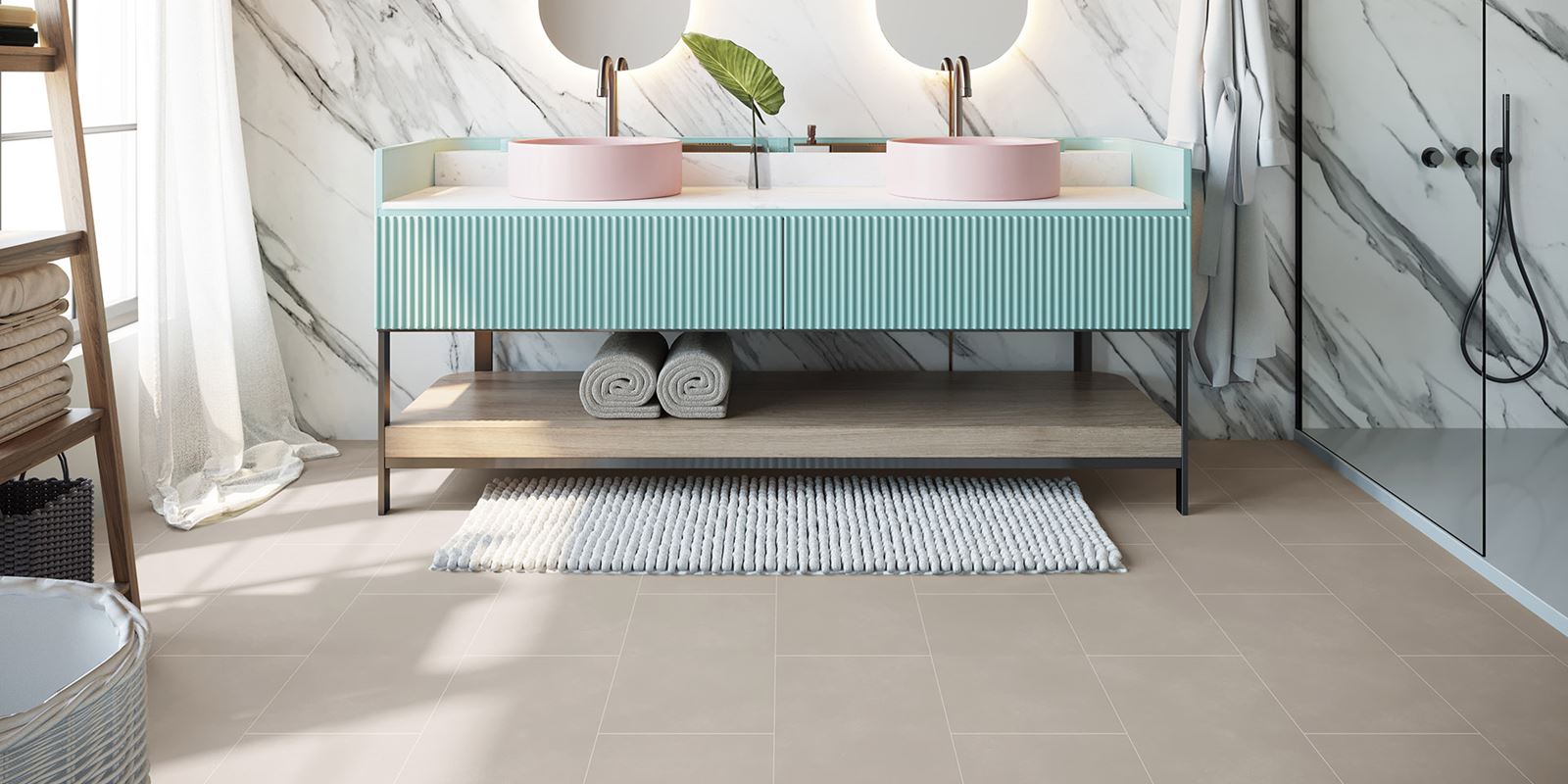 Invictus® Luxury Vinyl Flooring - Concrete Crush - Smoke - Wetroom
