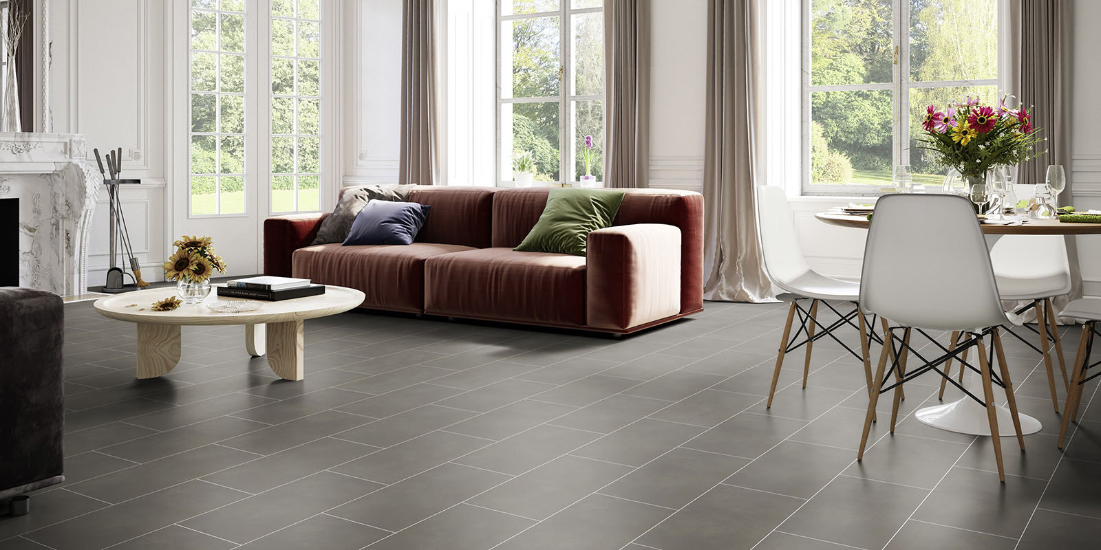 Invictus® Luxury Vinyl Flooring - Concrete Crush - Charcoal - Living