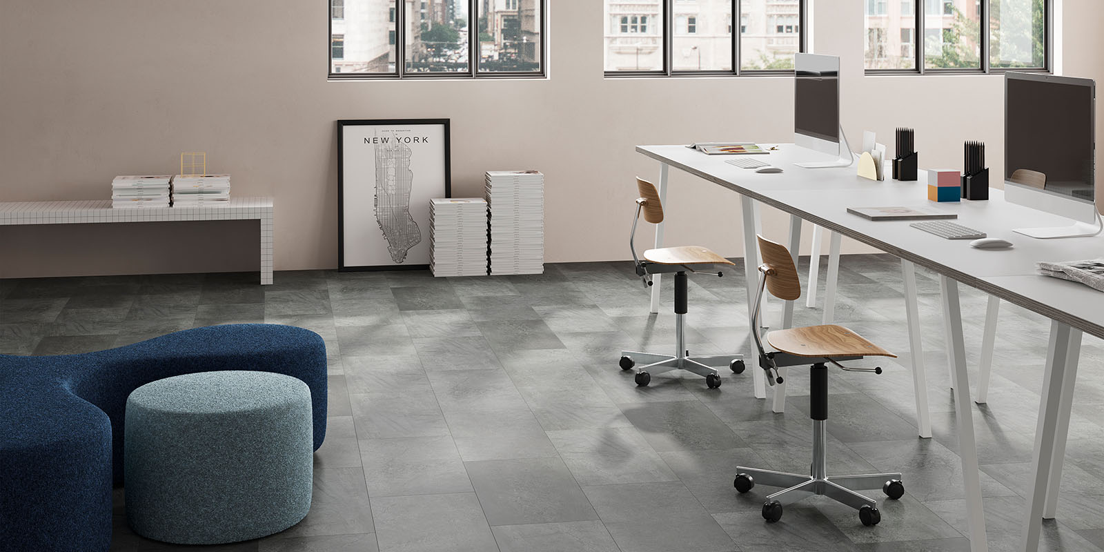 Invictus® Luxury Vinyl Flooring - Groovy Granite - Lava - Office