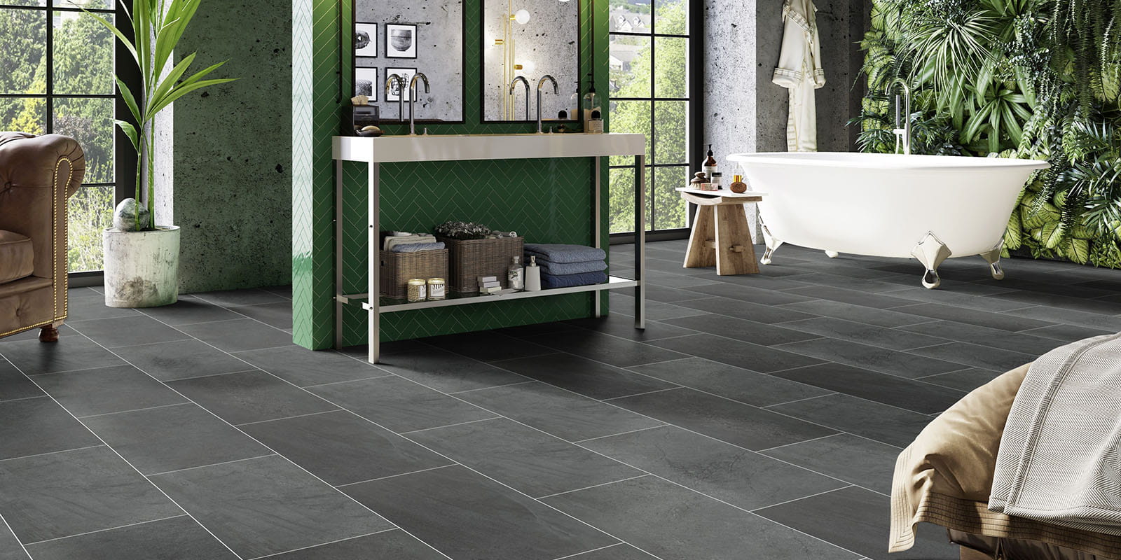 Invictus® Luxury Vinyl Flooring - Groovy Granite - Lava - Wetroom