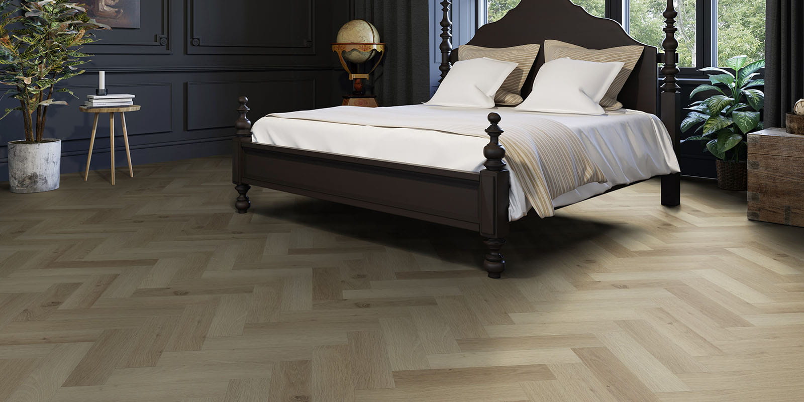 Invictus® Luxury Vinyl Flooring - Highland Oak Parquet - Classic - Bed