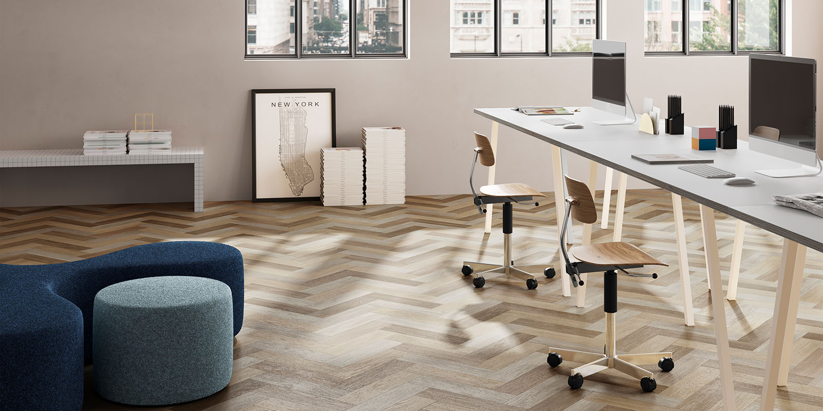 Invictus® Luxury Vinyl Flooring - New England Oak Parquet - Toffee - Office_02