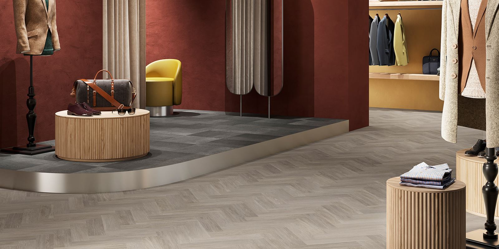 Invictus® Luxury Vinyl Flooring - New England Oak Parquet - Misty - Comm_retail