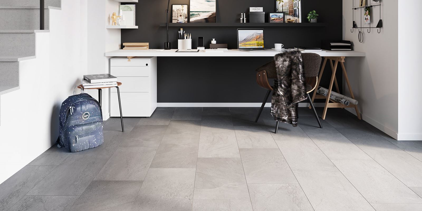 Invictus® Luxury Vinyl Flooring - Groovy Granite - Steel - Office